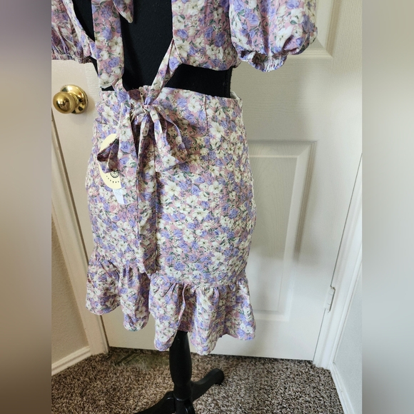 Urban Outfitters x Kiss the Sky Purple Pink Tie Bow Back Cutout Mini Dress XS - Picture 7 of 15
